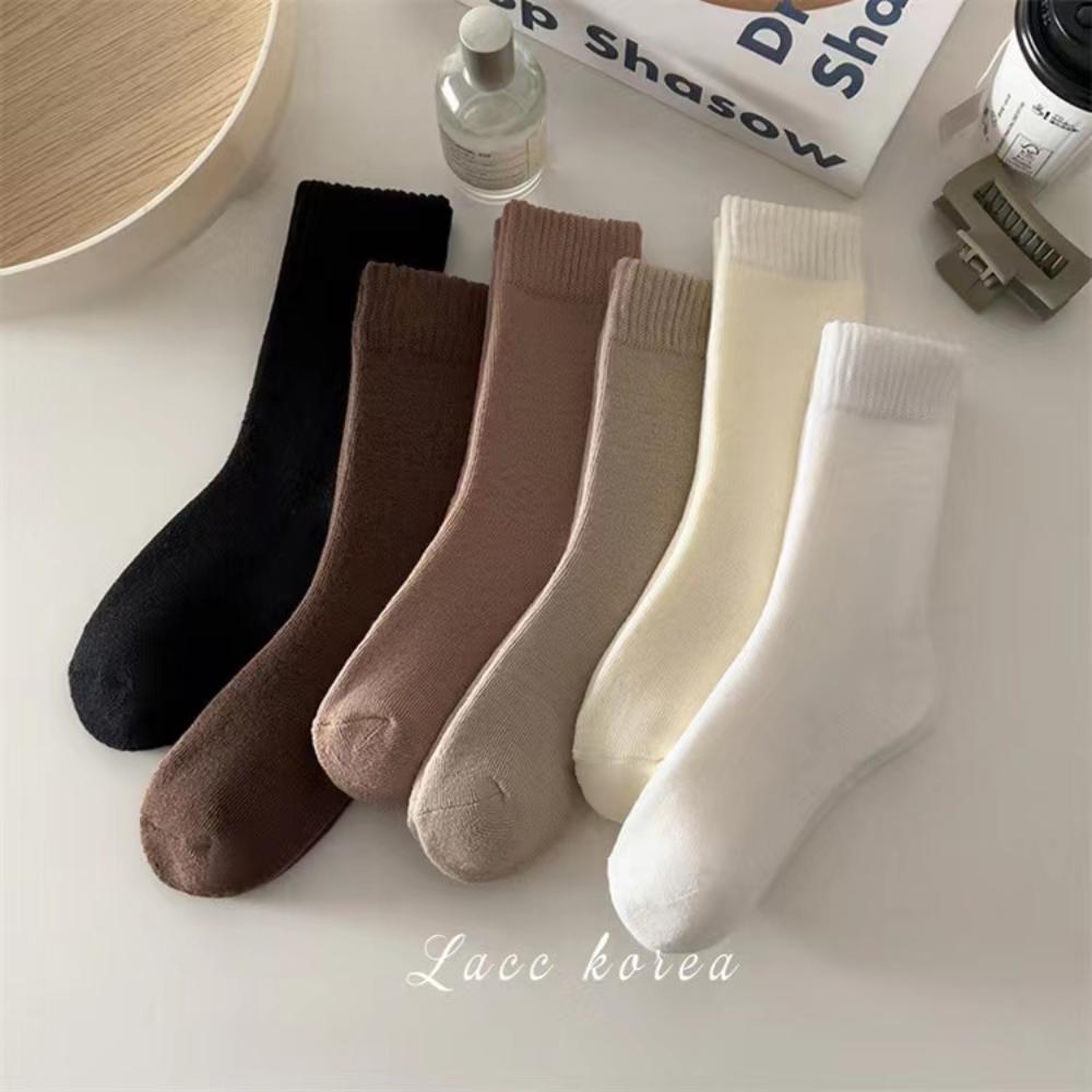 1 Pair Retro Women Loose Socks Japanese Style Autumn Winte Solid Color Floor Sock Soft Warm For Female House Sleeping Floor Sox