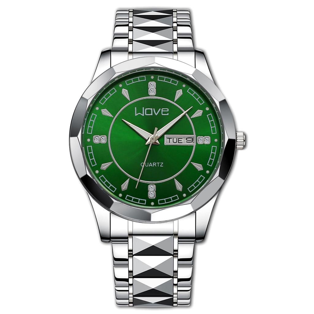 Langjue Watch Alloy Steel Belt Quartz Watch Luminous Polygonal Dial Watch Calendar Fashion Couple Watch