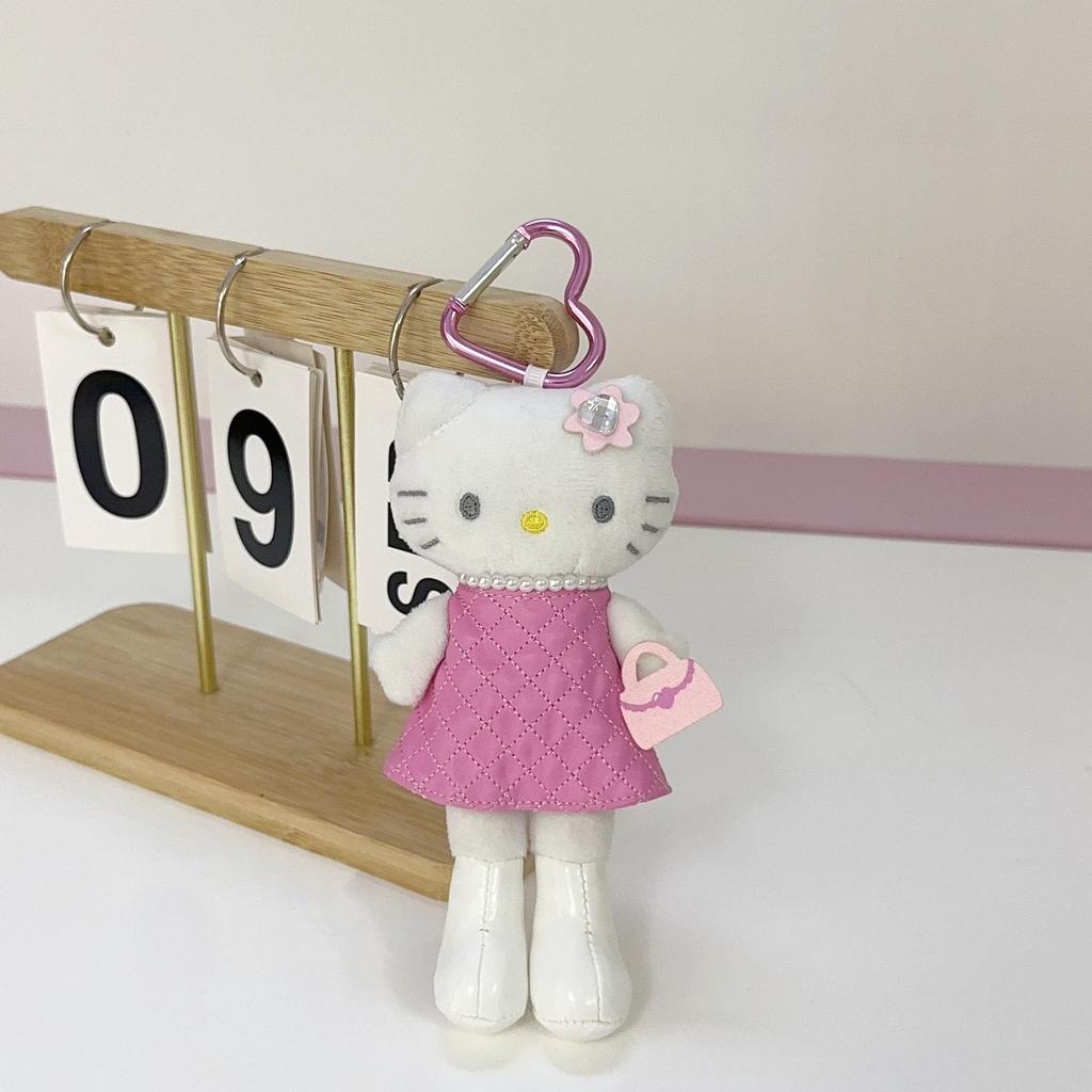 Hello Kitty Style Up Mascot Mascot Holder Pendant Plush Key Ring Keychain Cute Character Merchandise [PNN] (Pink Quilt)