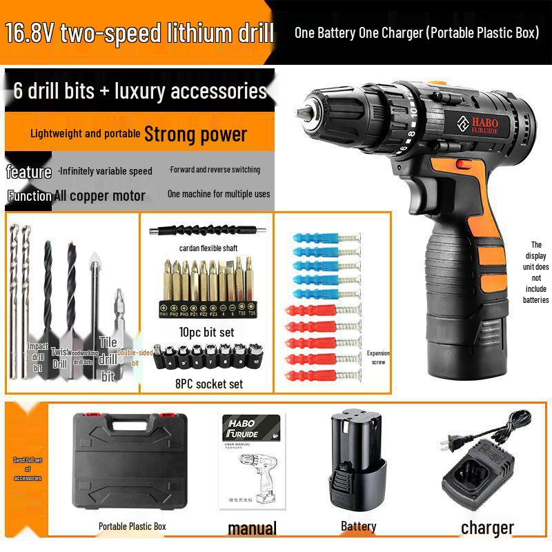 Rechargeable Multifunction Electric Drill & Impact Screwdriver Set