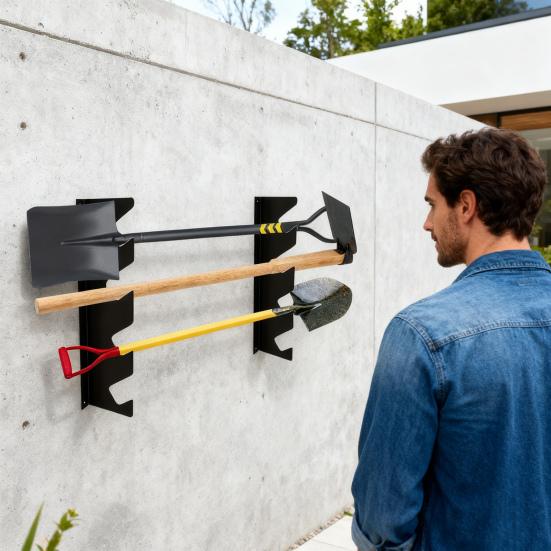 2 st Väggmonterad Verktygsorganisatorställ Kraftig Metall Multifunktionell Garage Förråd Trädgårdsredskap Förvaringshållare