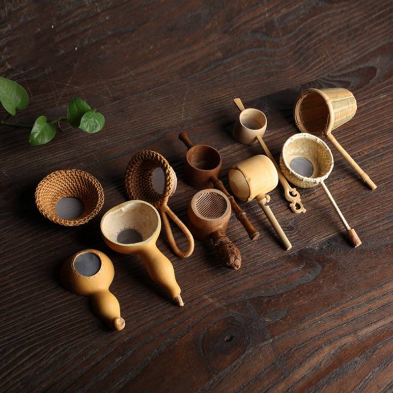 Japanischer Teismus Dekor für Teezeremonie Rattan Kürbisförmiges Teezubehör Teeblatttrichter Teetischdekor Teesiebe Bambus