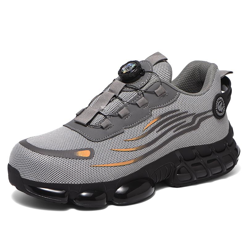 Mode Drehknopf Sicherheitsschuhe Herren Stahlkappe Sneaker Atmungsaktive Arbeitsschuhe Schutz Rutschfest Sport Sicherheit Arbeitssneaker Damen