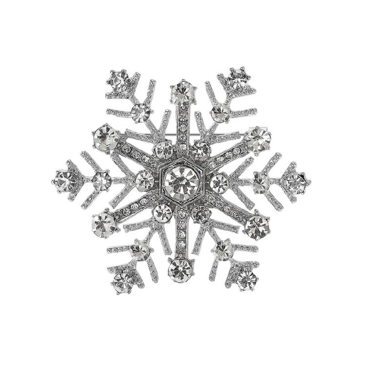 Stylish Snowflake Brooch Lightweight Alloy Design Corsage Badge Pin Comfortable Wear For Christmas Party Clothing
