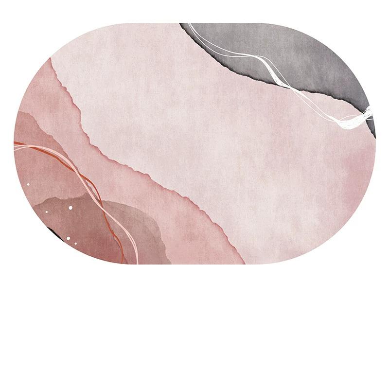 Oval Rugs for Living Room Bedroom Carpet Ins Fashion Minimalism Mats Home Decoration Soft Anti-slip Rug Stadium Shape Floor Mat
