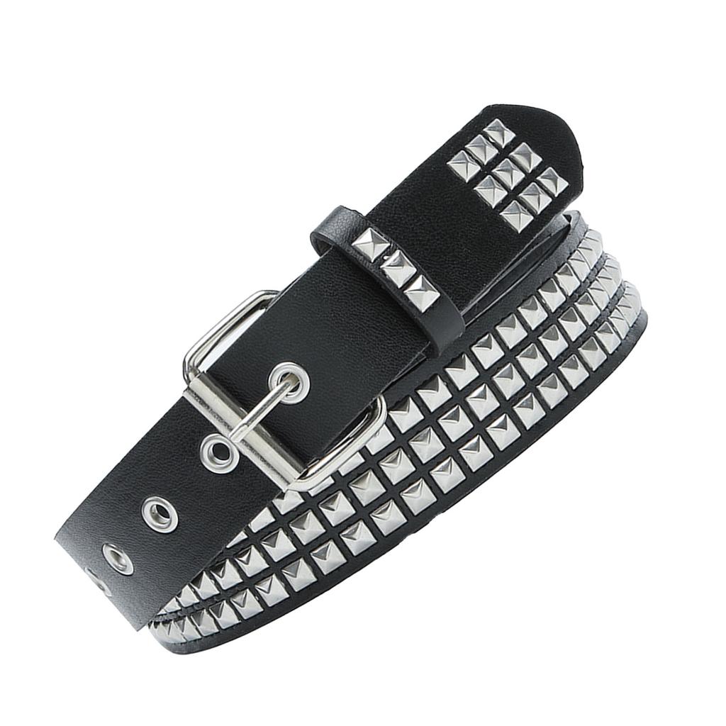 Women Waist Belt Rivet Decoration Fashionable Dress Pants Belt for Daily Shopping Party Black 105 X 3.3cm 41.3 X 1.3in