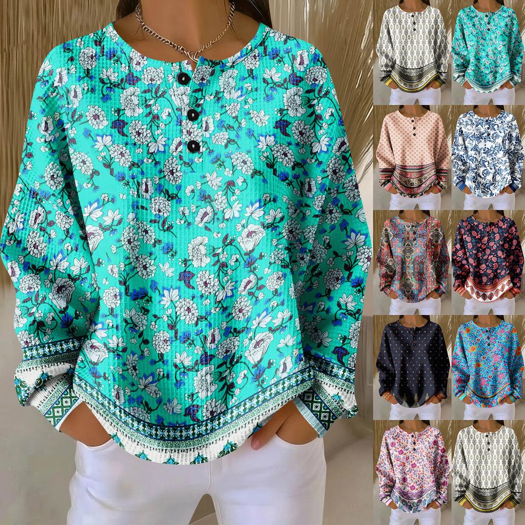 Women's Casual Shirts Long Sleeve Tops Button Up V Neck Loose Knit Fall Favorites For Women