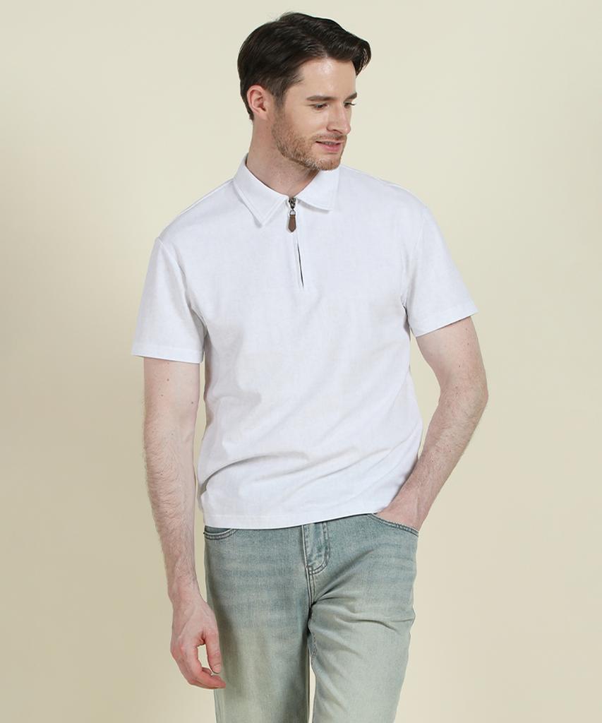 PANICALE White Half-Zip Polo Shirt