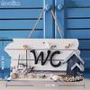 Wood Attractive Mediterranean-style WC Sign Doorplate Home Nautical Pattern Pub Bar Cafe Wall Decor