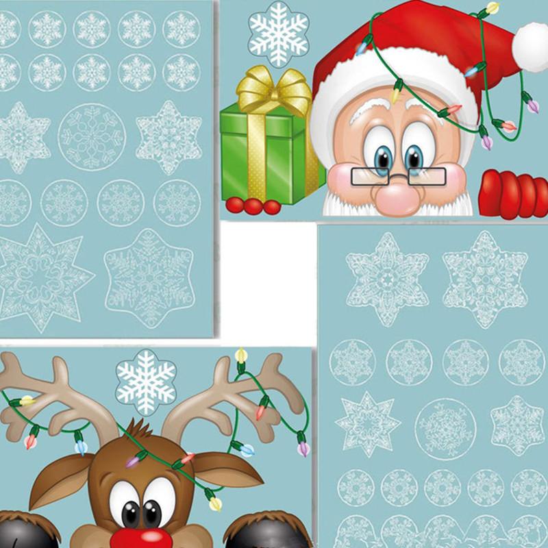 1/4Pcs Christmas Window Stickers PVC Xmas Wall Sticker Kids Room Wall Decals Merry Christmas Decor For Home New Year Stickers