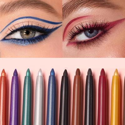 Mat Simli Jel Eyeliner Kalemi Pürüzsüz Suya Dayanıklı Mavi Kahverengi Eyeliner Hızlı Kuruyan Mat Kapatıcı Kalemi Uzun Süre Kalıcı Göz Makyajı