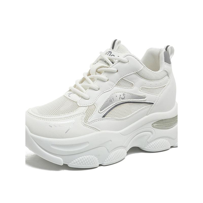 Außenhandel Innenerhöhung Damenschuhe 2025 Frühling und Herbst neue Lederoberfläche Farbabstimmung Freizeitschuhe Plateau Keilabsatz Mode Sport