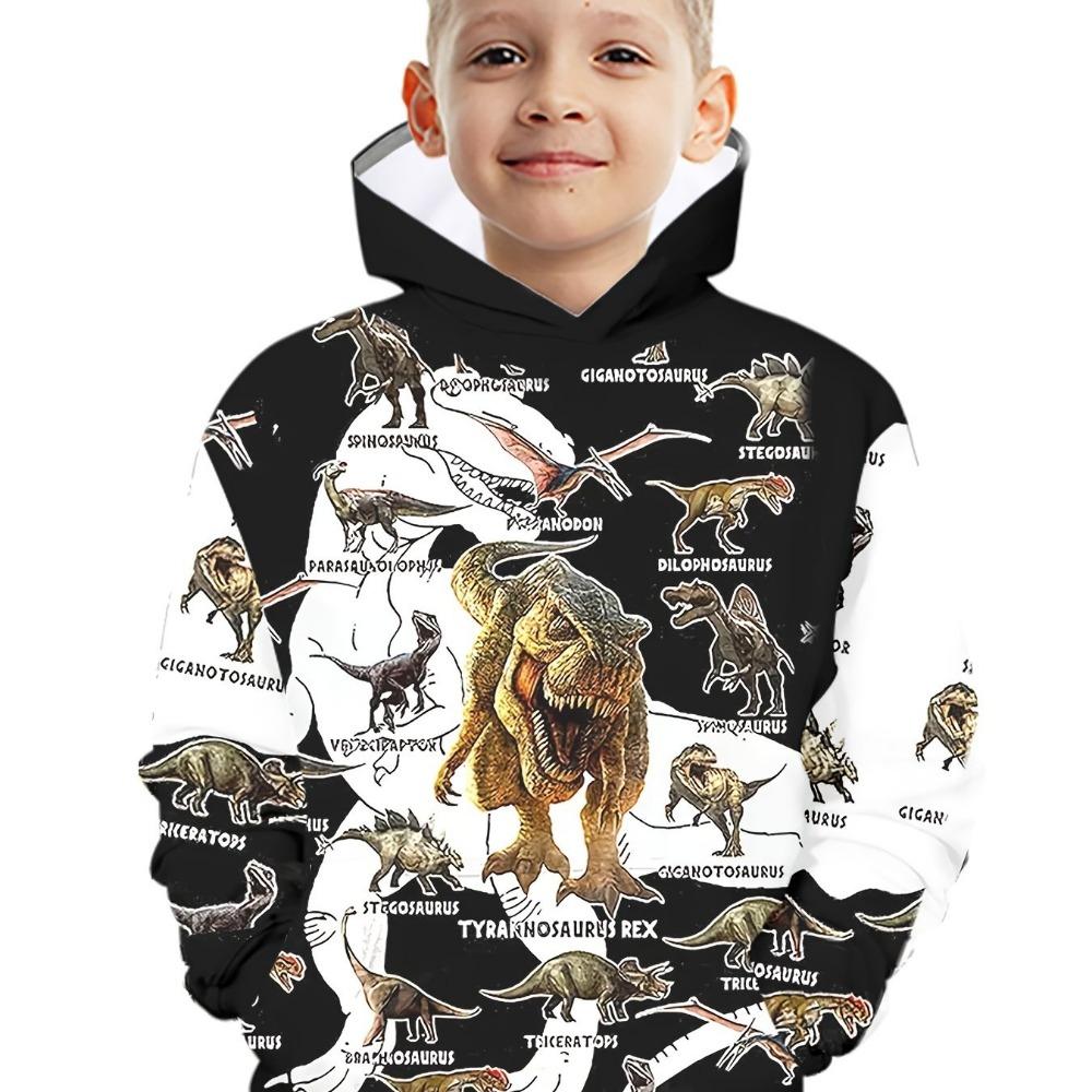 Children's Clothing Hoodies Kids Clothes Boy Children Top Long Sleeve Cartoon Dinosaurs Print Spring And Autumn Outdoor Clothes