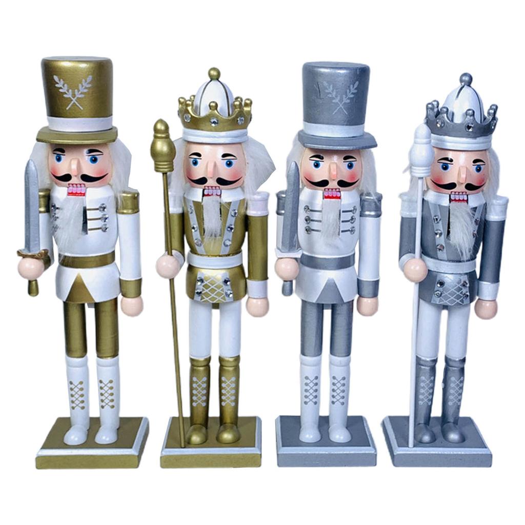 Merry Christmas Decorations Nutcracker Figurine Wooden Soldier King Puppet Ornament for Indoor Winter Table Centerpiece