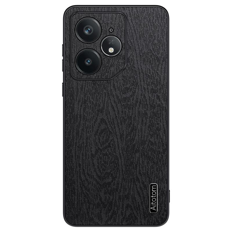 For Realme Neo7 5G Case Wood Texture PU Leather Coated PC TPU Phone Cover