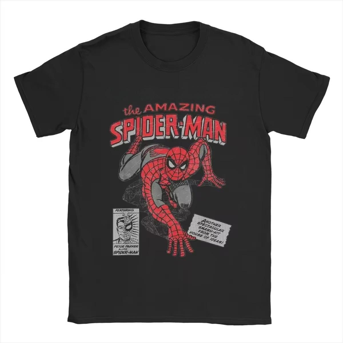 

Spider-man Spiderman Movie Retro Comic Men T Shirts Creative Tees Round Neck Women T-Shirt Cotton Birthday Present Tops Clothing M