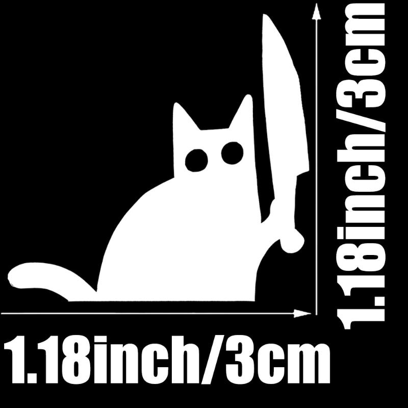 Funny Cartoon Black Cat With Knife Car Rearview Mirror Sticker Waterproof Decal Auto Window Bumper Decor Car Accessories