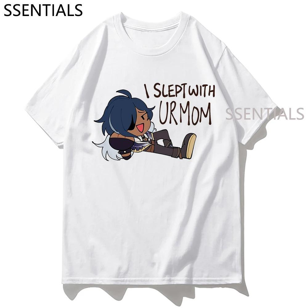 

Футболка Genshin Impact Xiao Kaeya Мужская/женская одежда Футболка Харадзюку Футболка Ху Тао Футболки Унисекс Футболки Манга Хлопковые футболки Повседневные топы EU size M чёрный