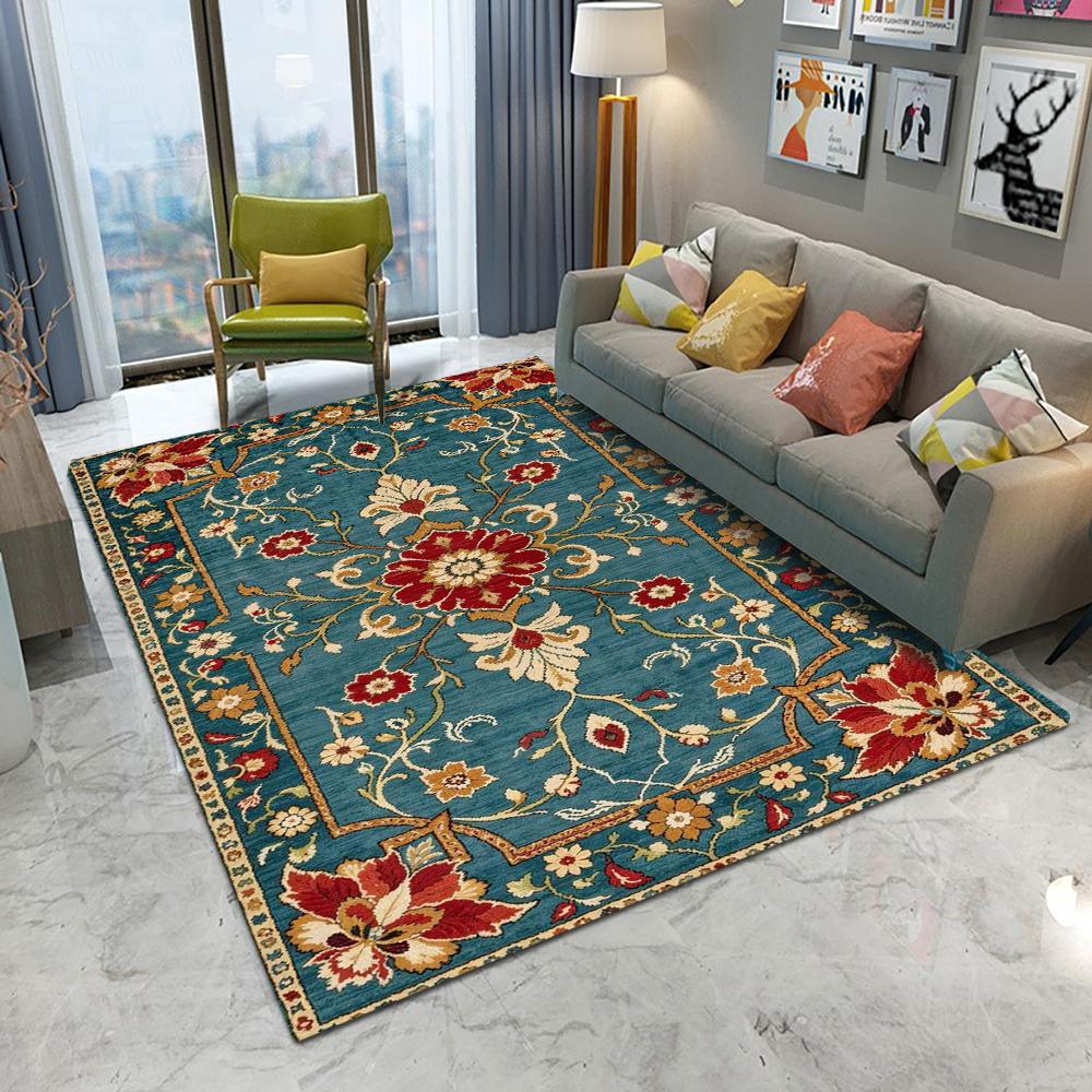 Dywan w stylu retro Bohemia z kwiatami do salonu, pod sofę, do sypialni, gabinetu, kuchni, mata pod drzwi wejściowe, antypoślizgowy, luksusowy dywan do dekoracji domu