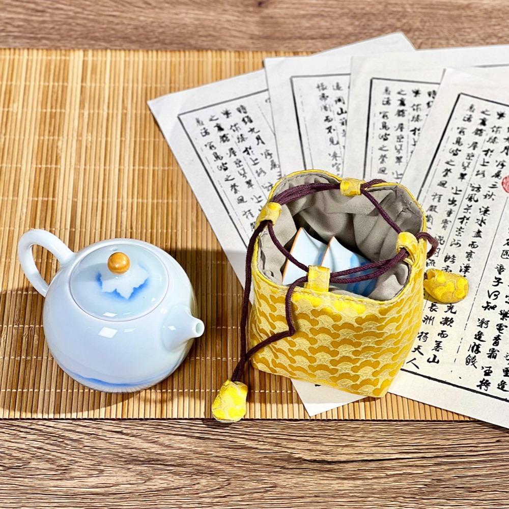 Tea Ceremony Accessories Tea Set Organizer Bag Embroidered Teaware Storage Bag Brocade Bag Unisex