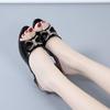 2022 Summer Mid-Heel Peep-Toe Bow Strap Stiletto Slippers for Women - Plus Size Available