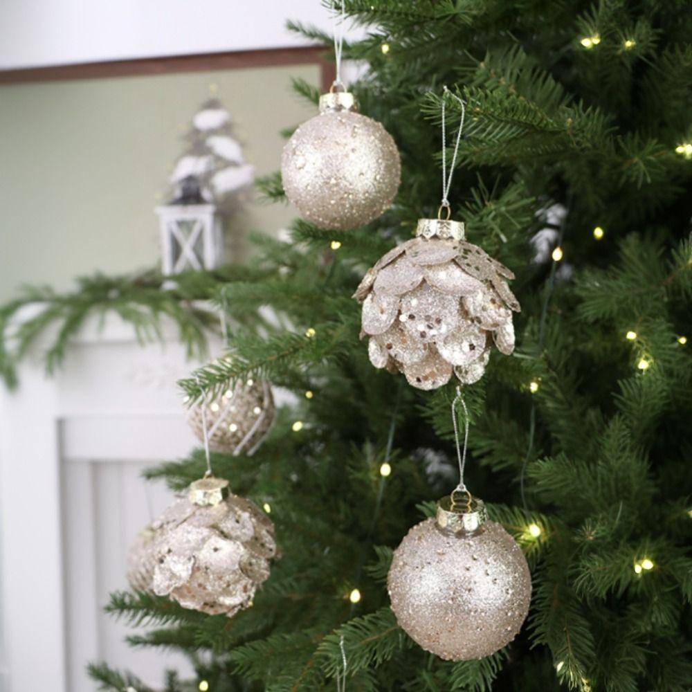 9PCS Foam Christmas Ball Ornaments Glitter Xmas Spheres Pendant Set  Festival Decor