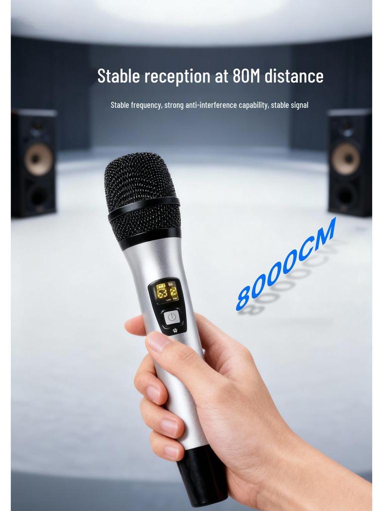 YY801 High Power Handheld Wireless Microphone Set for Home KTV & Outdoor Performance