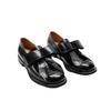 Leather British bow bow engraved Brock small leather shoes for men and women of the same style, car line thick heel loafers single shoes