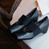 Retro square head pig nose niche ballet shoes inner height increase word with shallow mouth small single shoes