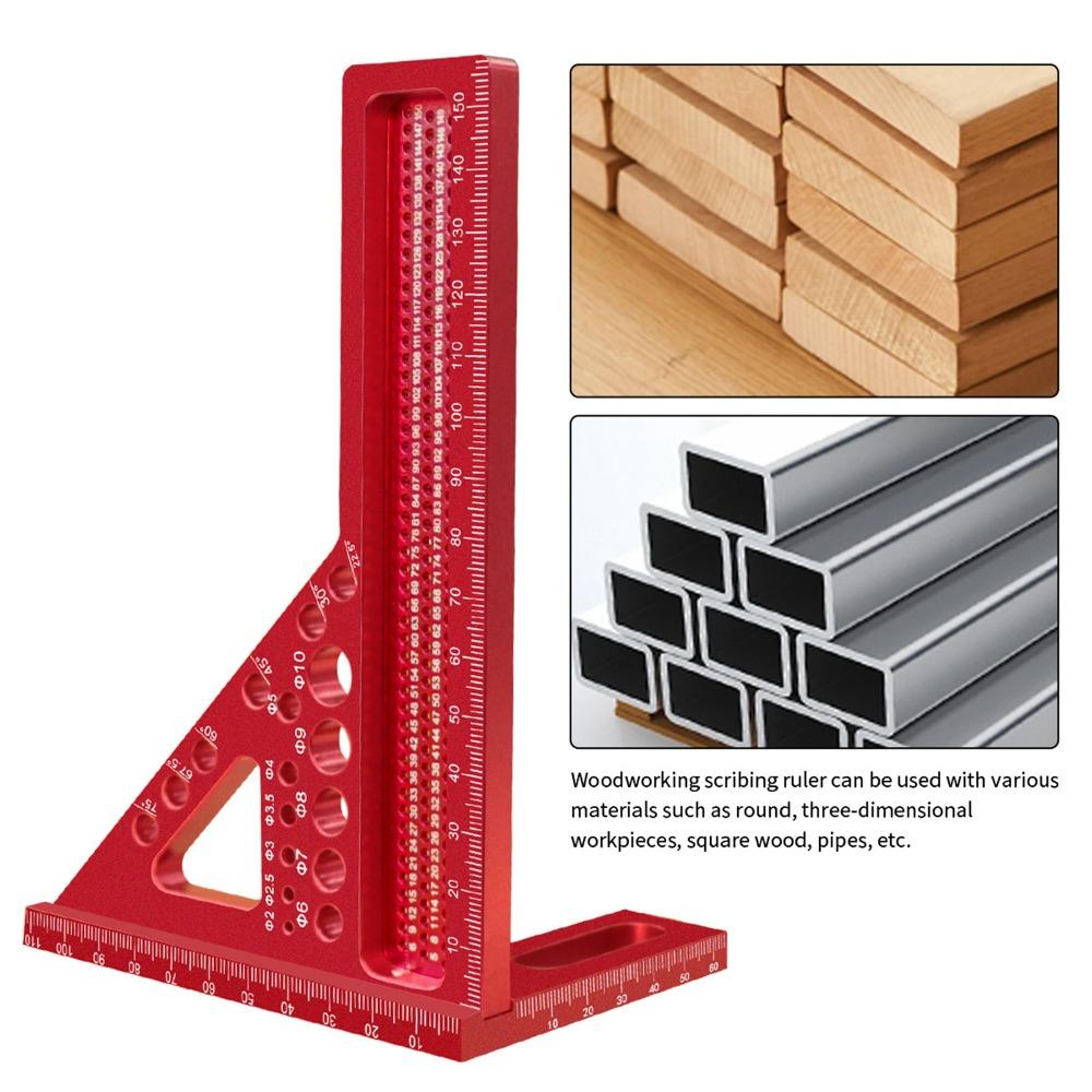 22.5-90 Degree Aluminum Alloy Woodworking Square 45/90° Angle Measuring Ruler Woodworking