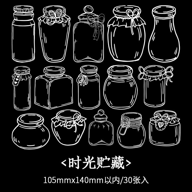 30 pcs Clear glass bottle PET Sticker Decorative collage Scrapbooking Diary Album Stationery Adhesive Labels Stickers