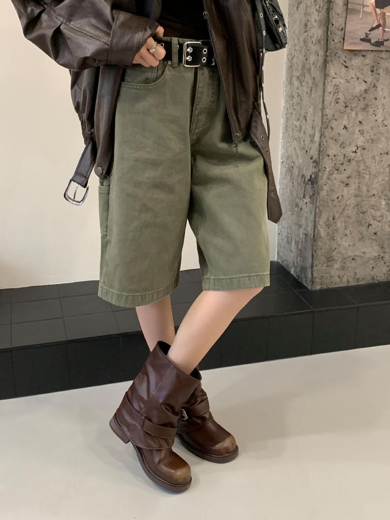 Square Head Polished High Boots Light Luxury Niche Retro 2025 Autumn and Winter New Thick Heel Short Boots Niche Women's Boots