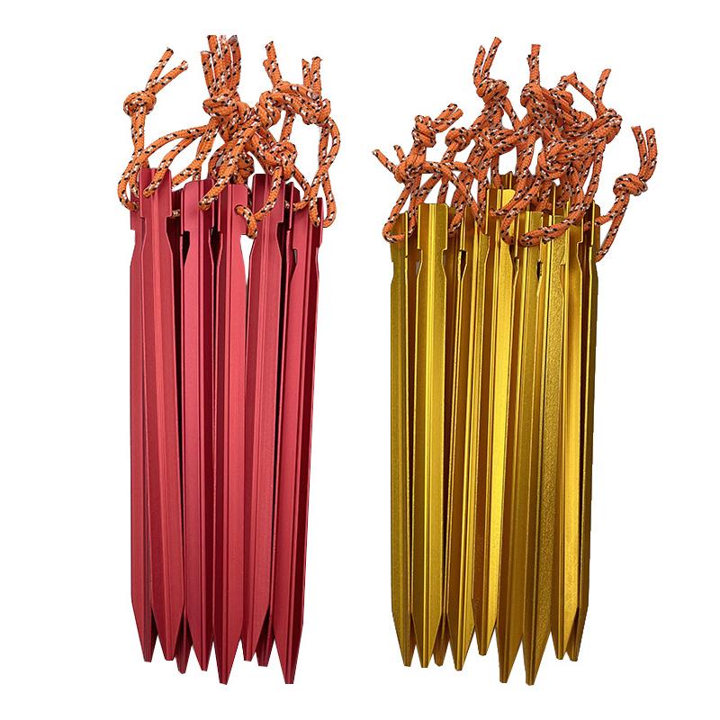 18cm Aluminum Tent Pegs with Reflective Rope Durable Lightweight Tent Stakes for Camping Hiking Accessories