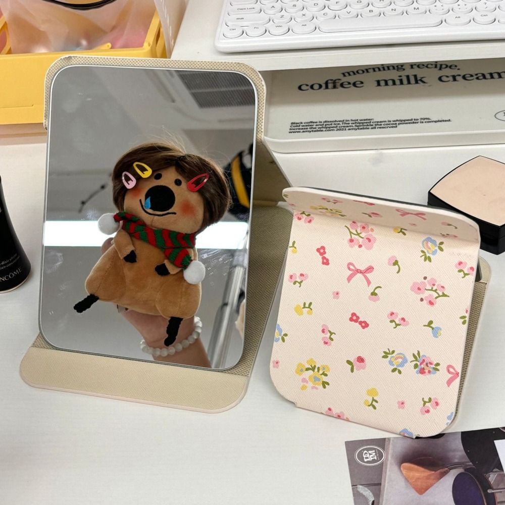 Pink Bow Fold Makeup Mirror Compact Cosmetic Mirror Vanity Mirror Pocket Make-up Mirror Bedroom