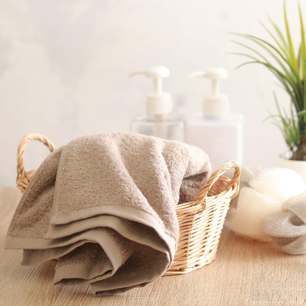 imaa Imabari Certified Bath Made in Light Towels, Fluffy, Thin, Absorbent, Quick-Drying, Japan, 100% Cotton, Vacuum-Compressed, Brown, 2-Pack