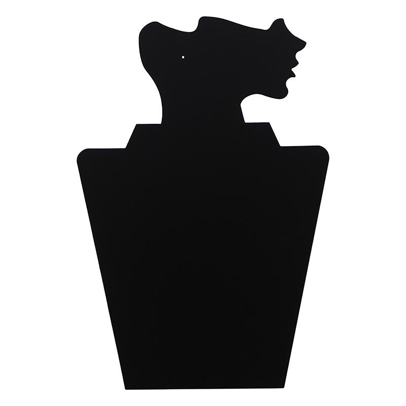 Black Velvet Lateral Face Earring Necklace Pendant Display Cardboard Stand Simple Side Face Jewelry Organizer Holder Case Rack