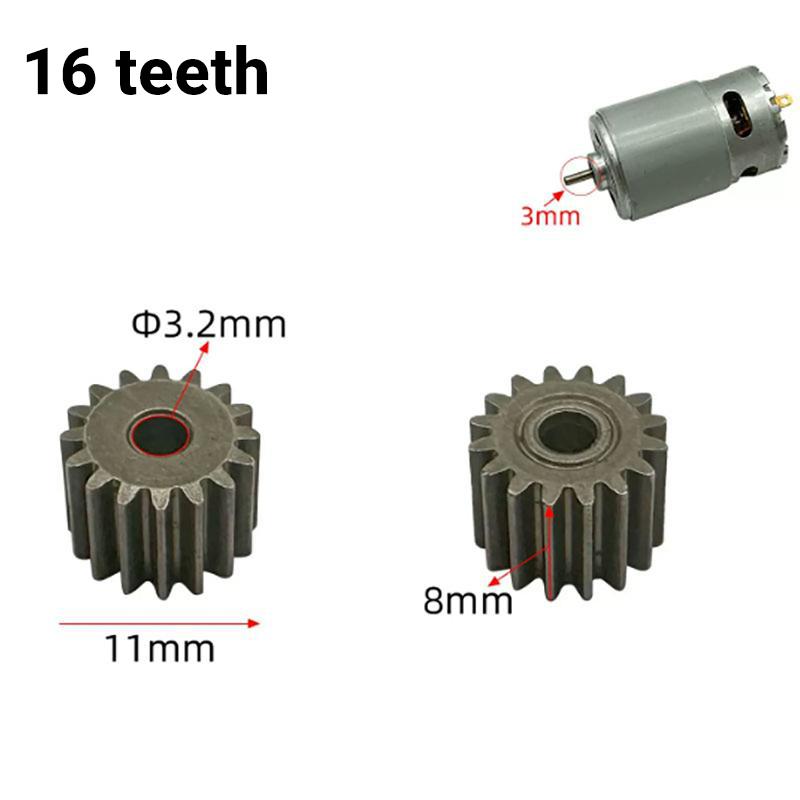Durable Electric Hand Drill Gear 2Pcs 9-16 Teeth Parts Fit 550 775 Motor Shafts for Cordless Charging Drill Replacement