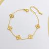 3PCS Diamond Studded Clover Fashionable Versatile Earring Necklace Bracelet Set, the Best Birthday Gift, Valentine's Day Gift