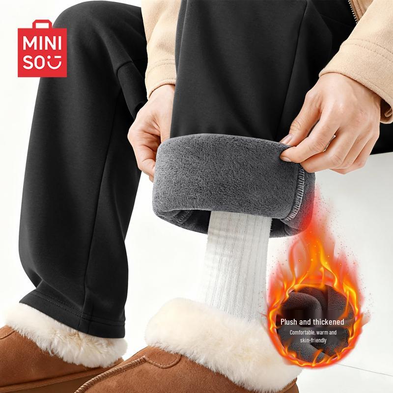 MINISO Men's Winter Fleece-Lined Straight-Leg Pants