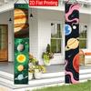 2D Flat, 2pcs 2D flat solar system science porch banner, 30.48x179.83 cm polyester door couplet, educational children's space background wall art desi