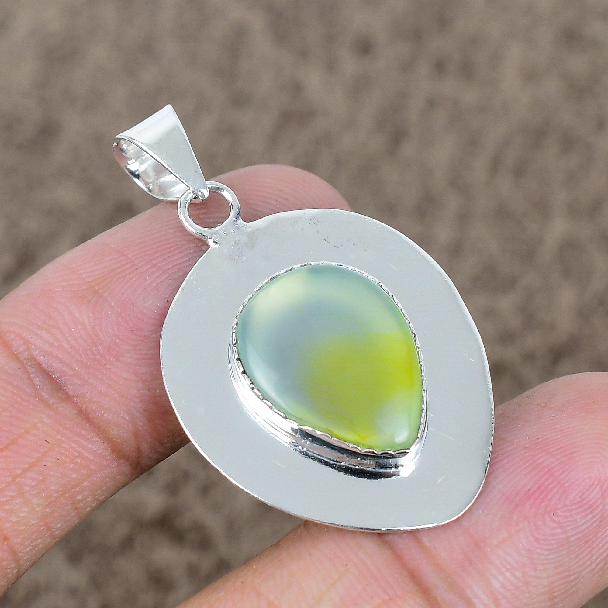 

Aqua Chalcedony Gemstone Handmade 925 Sterling Silver Jewelry Pendant 1.65 KKG-746
