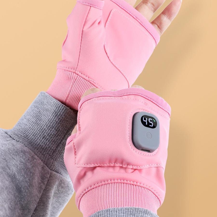 2 Pcs USB Graphite Quick Heating Gloves Game Office Outdoor Half Finger Smart Temperature Control Long Battery Life Warming Hand Warmer