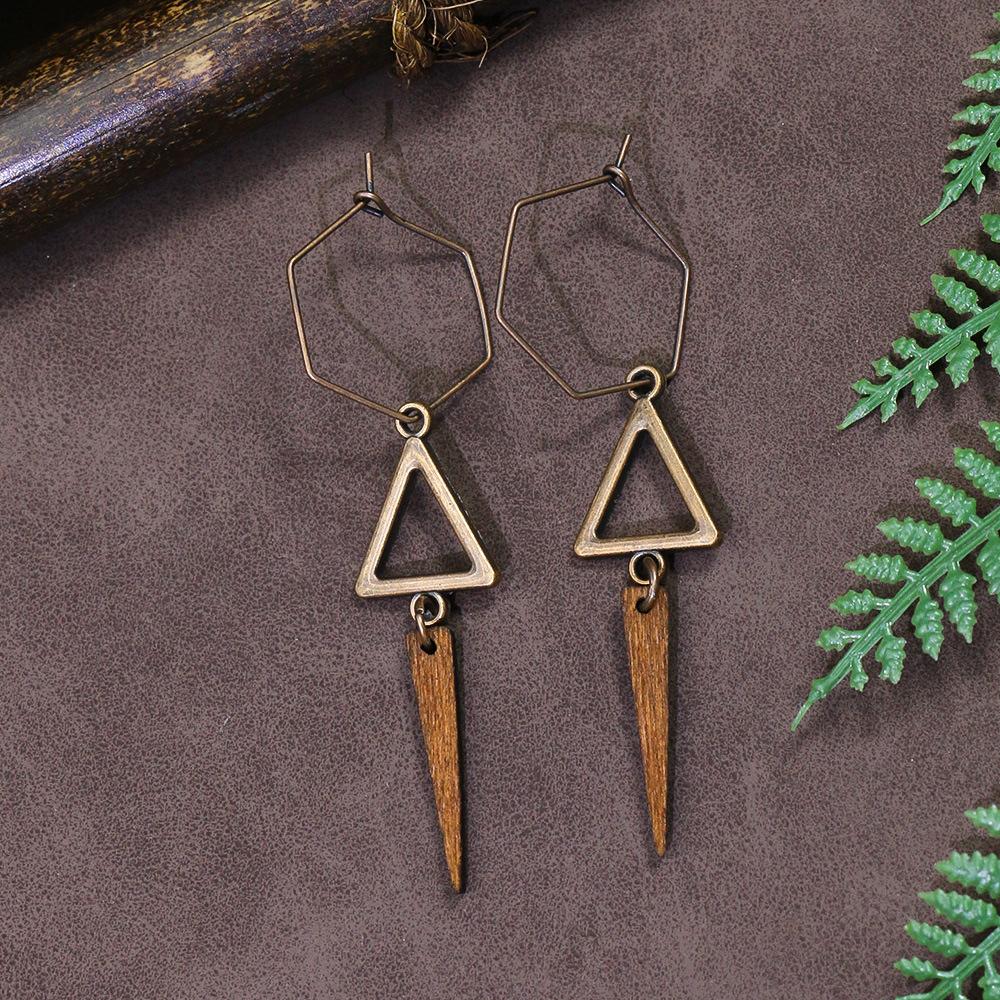 Bohemian Classic Women Geometric Tassel Wooden Earrings Vintage Gypsy Ethnic Circle Flower India Dangle Earrings Jhumka Jewelry