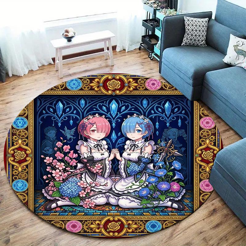 Re Zero Round Area Rug Carpet Rug For Living Room Bedroom Sofa Playroom Decor Nonslip Floor Mat