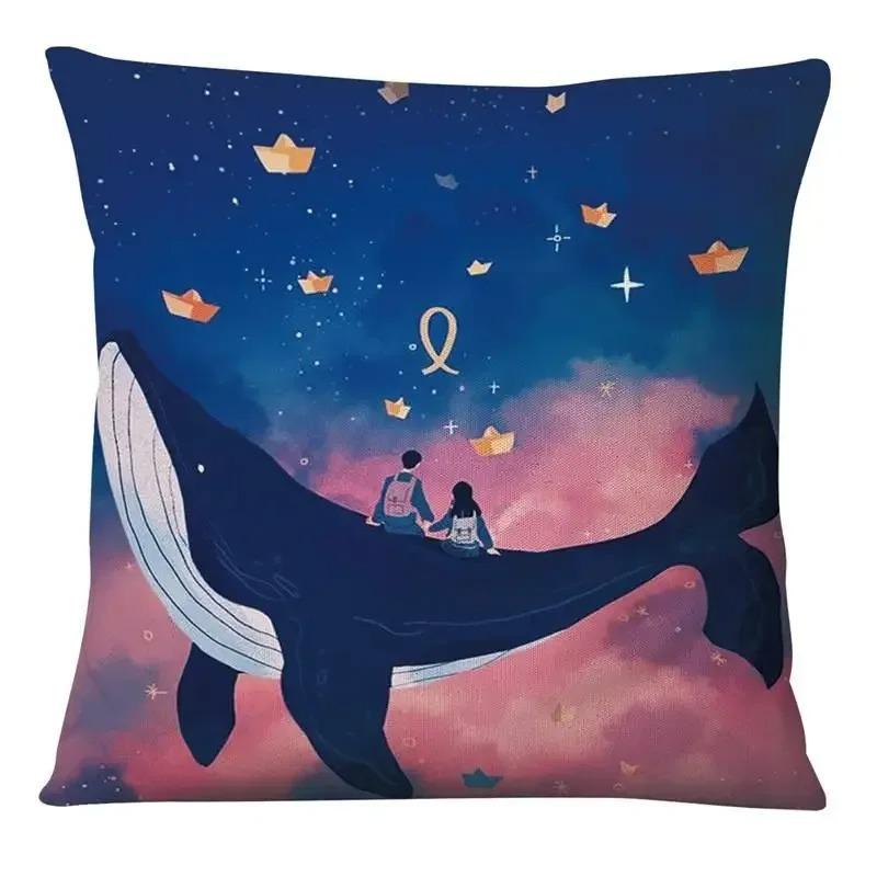 

Наволочка в японском стиле с рисунком мультфильма для маленькой девочки, наволочка с принтом неба, украшение для спальни, дивана, наволочка 40x40cm