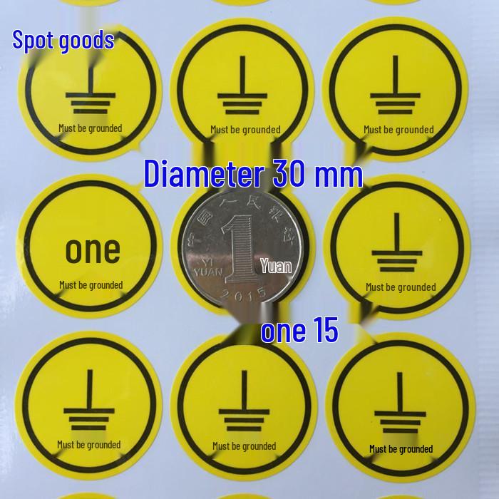Waterproof Self-adhesive Anti-static Grounding Safety Stickers - 60 Per Sheet