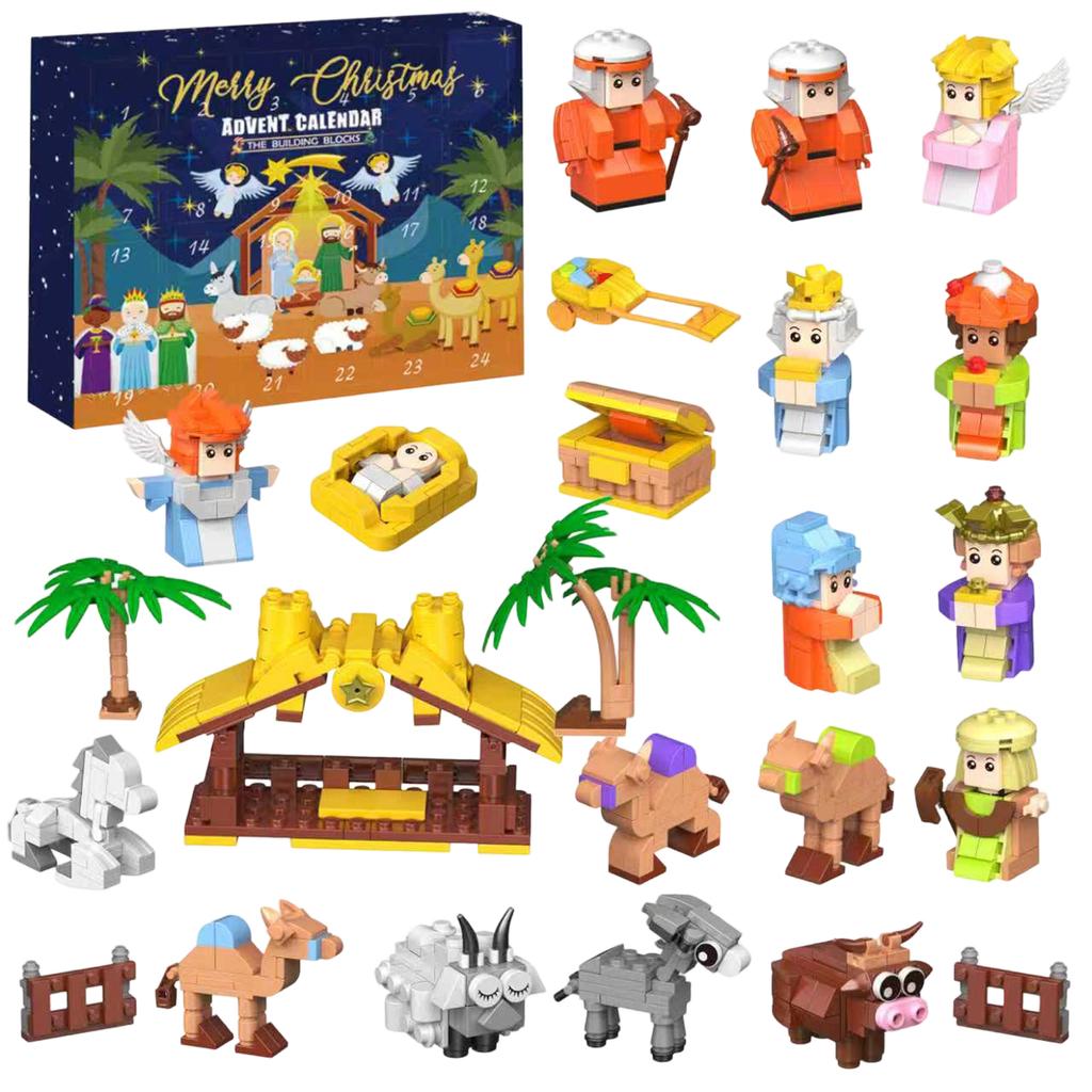 New Year Advent Calendar - Christmas Countdown Calendar With 24 Building Block Toys