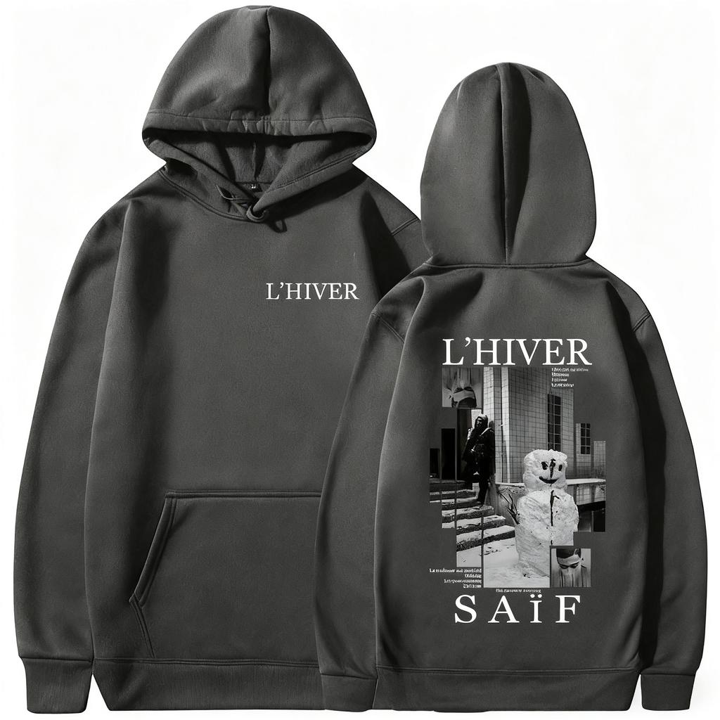Rapper L'HIVER Saif Album Nová Mikina Pánská Dámská Hip Hop Mikina s Kapucí Dlouhý Rukáv Retro Mikina Podzim Zima Streetwear