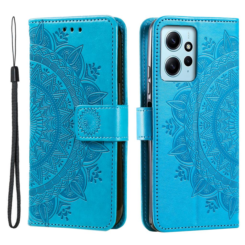 Kožený vyklápěcí kryt pro Xiaomi Redmi Note 12 4G Pouzdro Vzor Mandala Květina Peněženka Telefonní skořepina