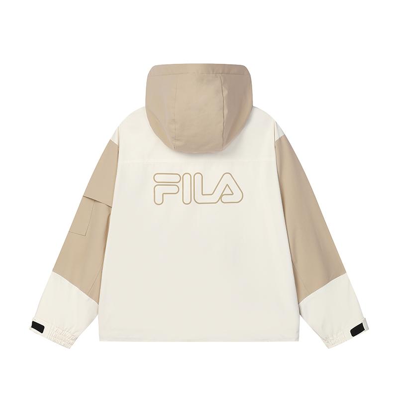 Fila Original Series Woven Hooded Long Sleeve Jacket Down Coat Women Jacket Khaki F11W449704FLK